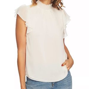 1.State Smocked Flutter-Sleeve Top